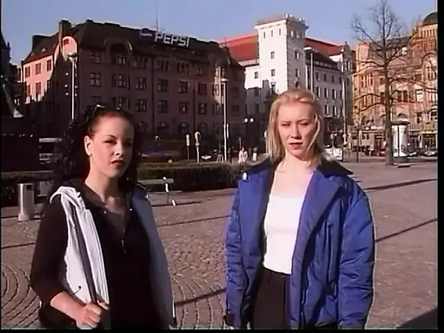Two hot blonde and brunette chicks are sucking and fucking one long dick