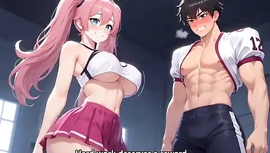 Nach dem großen spiel sexy college-cheerleaderin geben fick-belohnung, um kapitän-animation