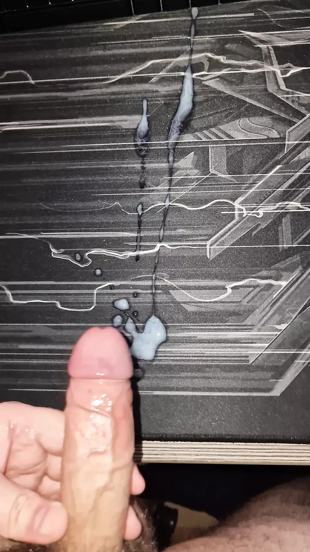 Part 2, Jerking my uncut dick at the desk and cumming all over it