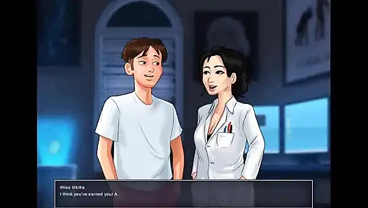 Summertime saga: japanische professorin fickt ihren schüler in ihrem büro für eine gute note ep 195