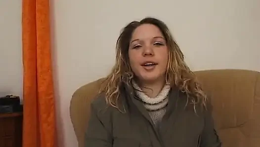 Amateur blonde masturbating on her first casting