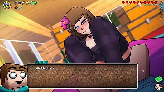 HornyCraft Minecraft Parody - Jenny Gives Steve a Hot Footjob for a Diamond! (Hentai Game Gameplay)