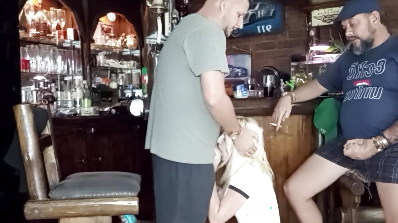 My girlfriend sucking me and my friends cock cum in throat and on tits