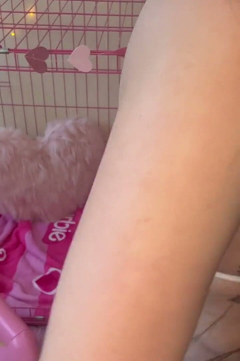 Horny Caged Cow Begs for Your Milk