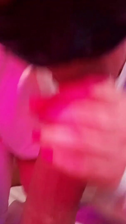 A milf was touching her pussy when the neighbor knocked on the door, invited him to her room, and started sucking his huge cock. | Clip 1