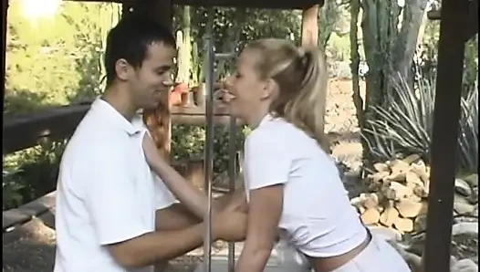 Guy Plows Whore's Tight Ass and Pussy in a Laundry Cart