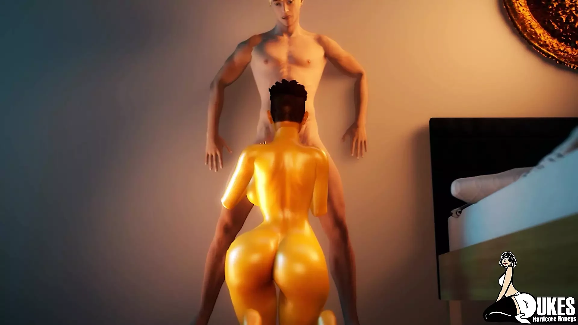 호텔 손님이 절정에 달할 때까지 섹스하는 황금 서큐버스