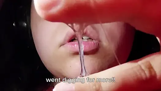 eating my own pussy grool cum juices