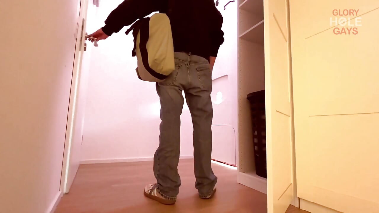 Golden Gloryhole Cum. Young Stud Rams His Thick Hard Cock