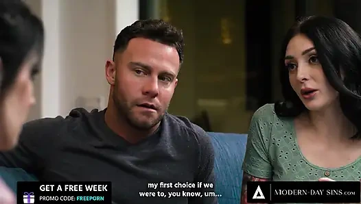 MODERN-DAY SINS - Pregnant Wife Gets Horny While Watching Hubby Cheat With The Prenatal Instructor