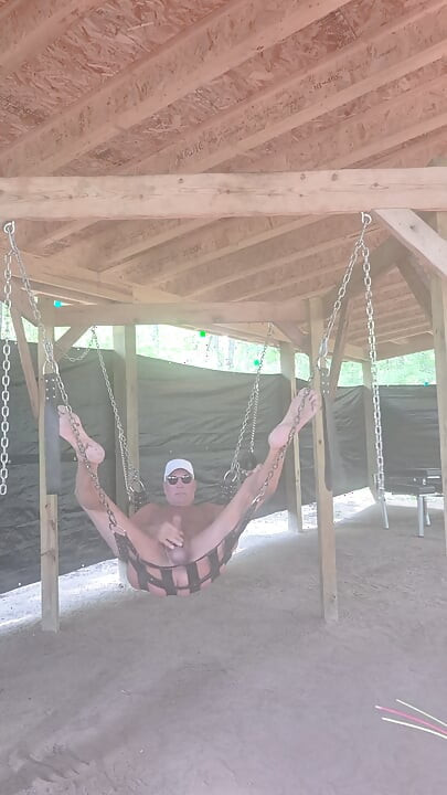 Hot and naked on my swing with a hot gay cock.
