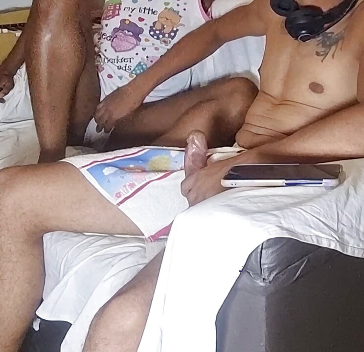 Hot stepdaughter enters the room and catches stepdad jerking off and ends up giving her pussy