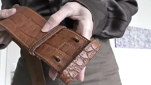 Aufregender gürtel fitting mit einem leinenrock, teil 1, lady victoria Valente