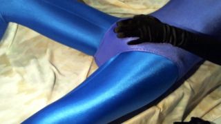 Blue Ribbed Leotard over Blue Unitard 01