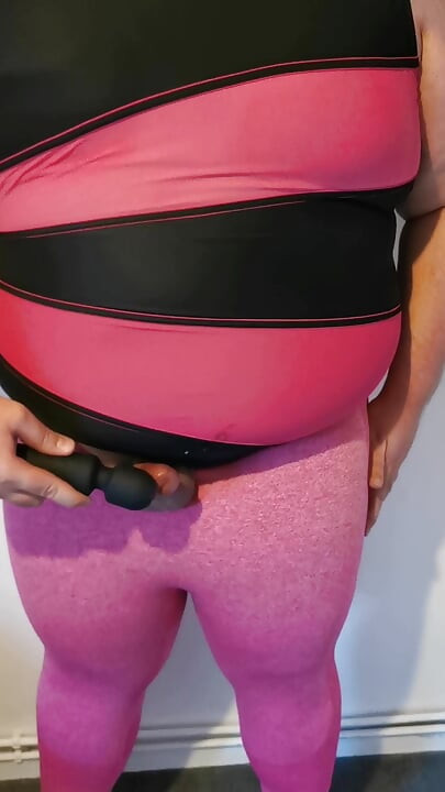 -Viewer request- Fat guy lets his little cock cum on me in my swimsuit and leggings.