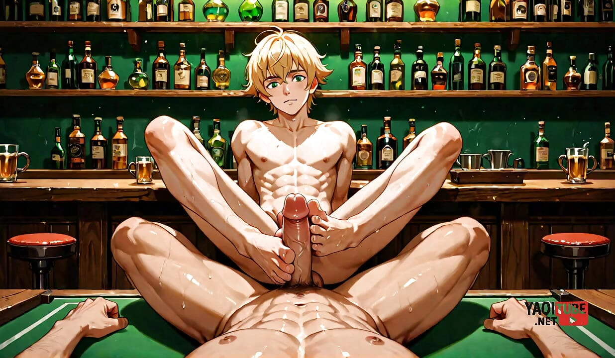Yaoi - blonder twink in einer schwulen bar, pic-sammlung