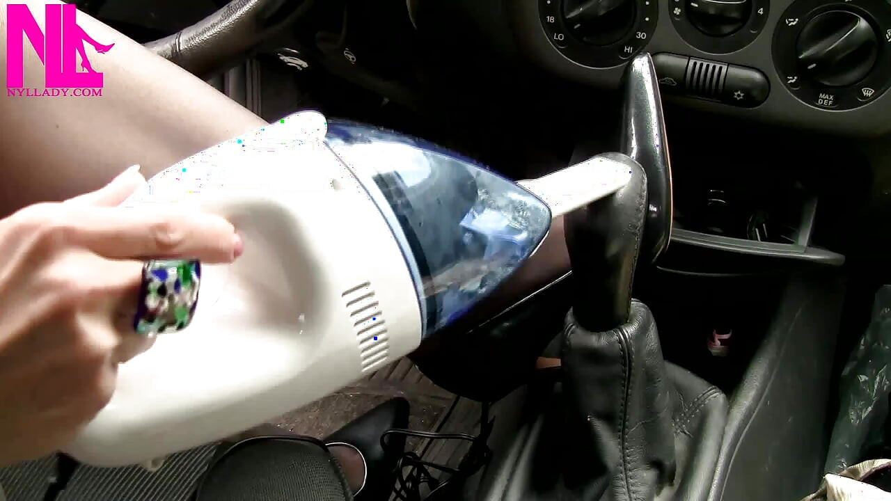Hoovering My Car in High Heels and Jeans Shorts