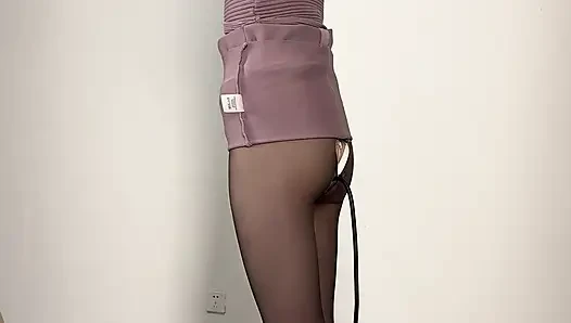 Schwarze seide bobobe + aufblasbare analplug aufsteigende version