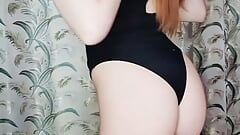 Skinny Girl Teasing You in Sexy Black Stockings