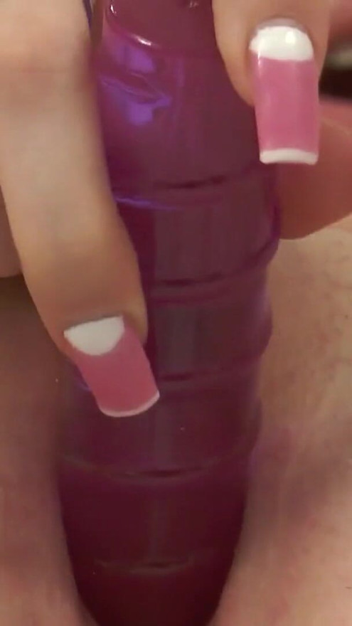 Katy V Gets Legs Spread Wide & Shoves Her Purple Dildo Inside Her! | Clip 1