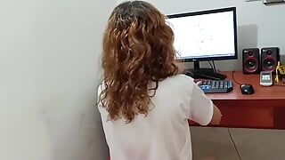 Come on Step Sister, Stop Doing Those Things on the Computer and Better Give Me a Good Blowjob