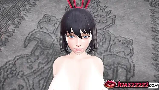 Ryuko tavşanı cosplay 3d animasyon - büyük meme masajı inliyor, sıkı amcık parmaklıyor, sansürsüz hentai'de vibratör fışkırtıyor