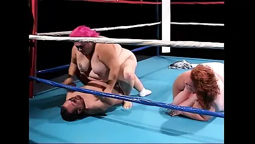 Verrücktes Ringen zwischen dicken Typen