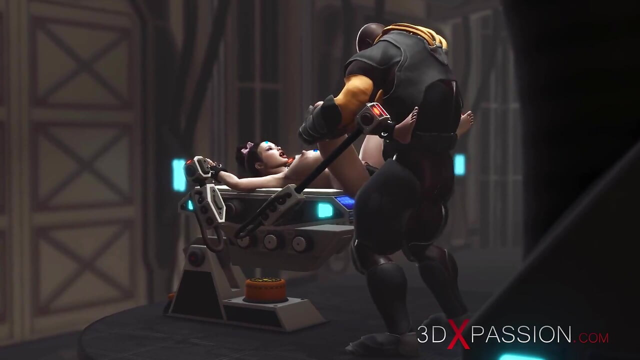 Extreme Fuck. a Super Sexy Brunette in Cuffs Gets Fucked by BBC in the Sci-fi Lab