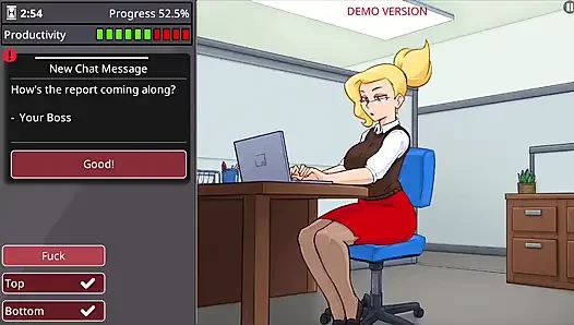 Office girl with big boobs and big ass barely working