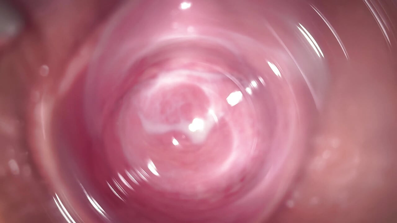 Camera deep inside Mia's tiny creamy vagina