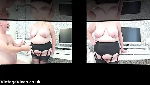 Kinky BBW Slut Housewife Binds Her Big Boobs with Elastic Rubber Bands
