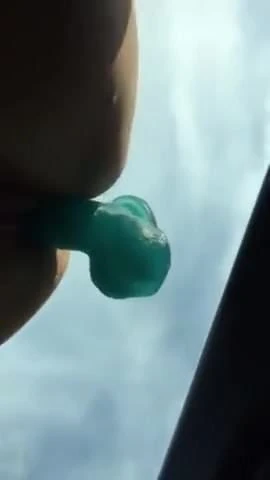 Public dildo riding in car