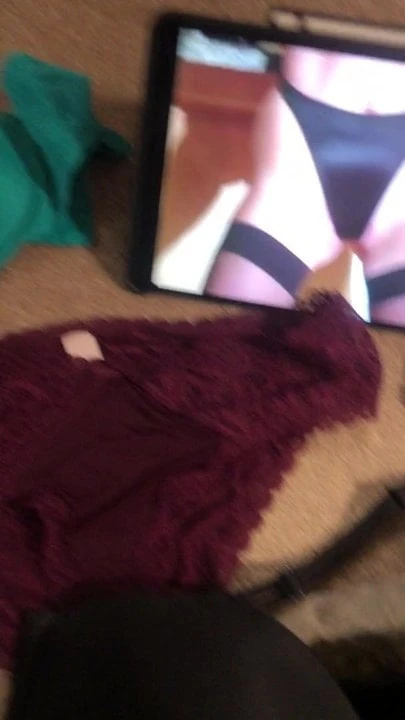 Stoking to JOI panty vid with wifes lingerie and cumshot