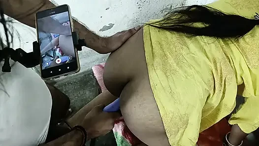 Double dildo in ass to fuck big ass Hindi audio doggy style anal