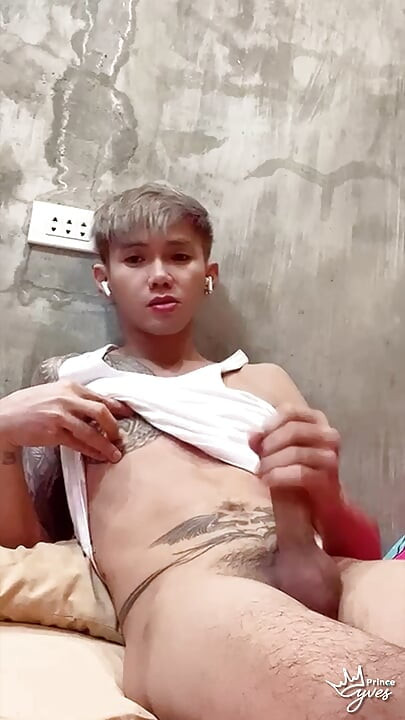 Inked Boy Nipple Tease, Jerking Off, and Cumming