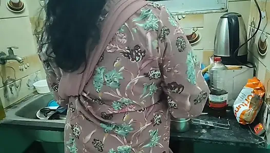Maid aunty was sick so she sent her virgin step-daughter for work today