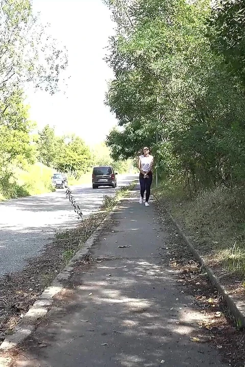 Slightly embarrased in outdoor by Got 2 Pee where girls come to piss