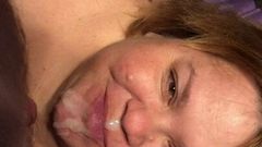 Cumslut wife sucking my cock and spitting out my load