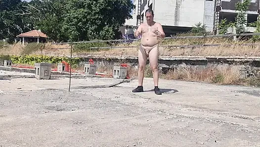 Boy all naked outdoor