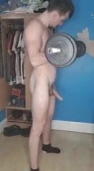 Working out naked and hard