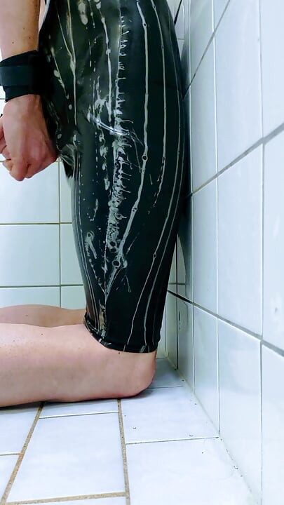 Erika Oak Cums in Latex Skirt