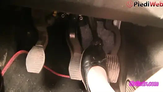 Nyllady's Revving in Black Ballet Flats and Nude Sheer Pantyhose