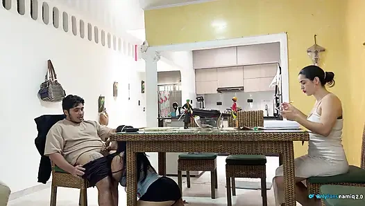 I fuck my girlfriend's daughter 18+ at the table while she doesn't see us!