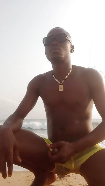 Alone in the beach of cotonou wanking