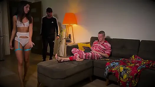 Cuckold Licks Cum off Unfaithful Wife's Pussy