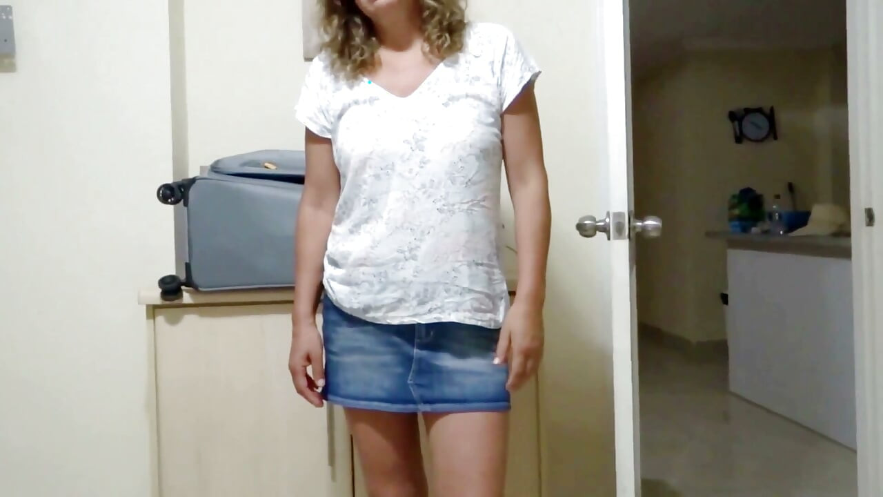 Beautiful stepmother dresses and undresses, my hard cock wants to fuck her and she knows it.