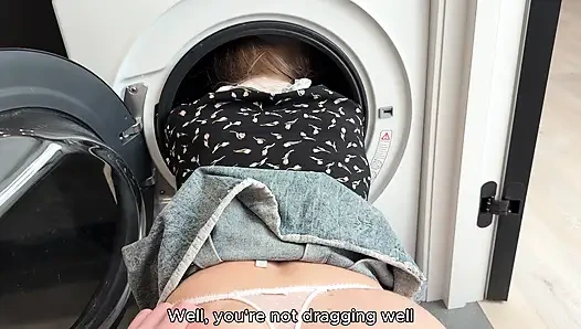 IMAGINE, I'M STUCK IN THE WASHING MACHINE! I fucked my stepsister in the washing machine