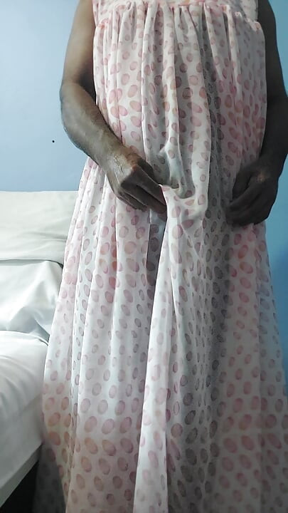 I'm masterbating and cum wearing a Silk Seethrough Night Gawun
