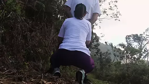 Married woman fucking outdoors with her hiking buddy.