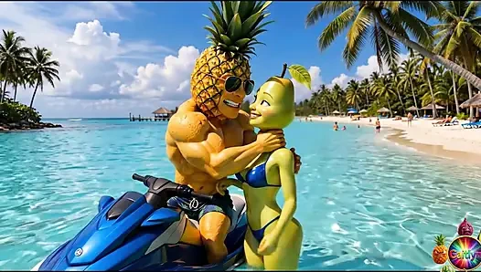 Bölüm 4 - sevimli ananas kızı ve tatlı avokado adam nazik tropikal anları paylaşıyor yapay zeka hentai